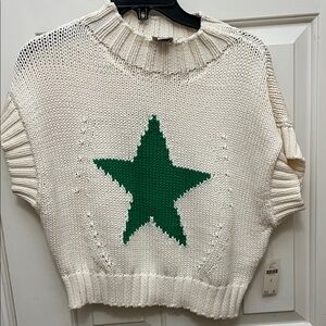 Maeve Cream Turtleneck Sweater with Green Star